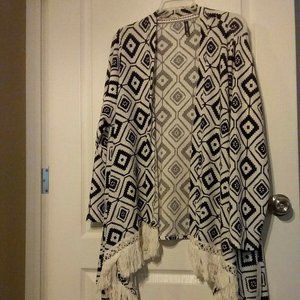 Massini black & white print cardigan 1X Plus size